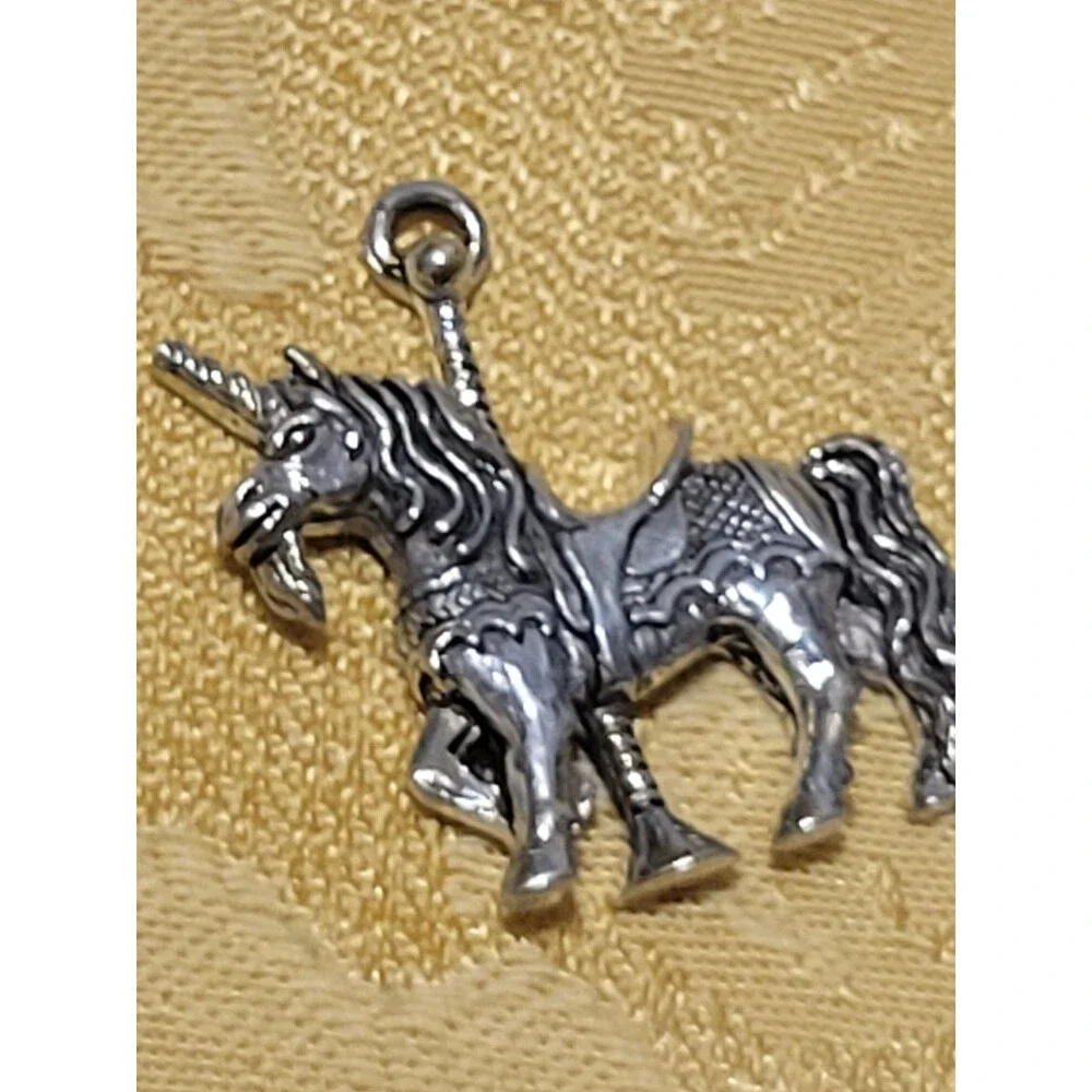 Vintage G&S Pewter Carousel Unicorn Horse Pendant RP ©1989 ~1” Charm